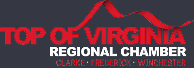 Logo of the Top of Virginia Regional Chamber, listing Clarke, Frederick, and Winchester.